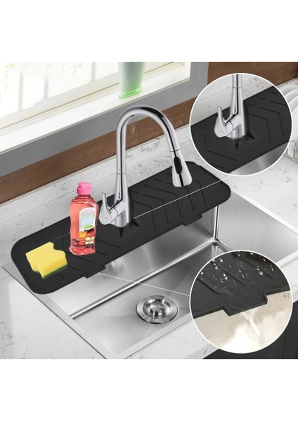 Turuncu Tarzı Silikon Musluk Emici Mat Mutfak Lavabo Sıçrama Koruma Pedi Su Tutucu Damlama Tepsisi Drenaj Kurutma Tezgah Koruma Mat (Yurt Dışından) fiyatları
