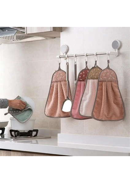 No.1 Stili El Havlusu Asılı Emici Mercan Polar Kalınlaşmış Bulaşık Havlusu Yapışmaz Yağ Kolay Temiz Mutfak Ev Temizlik Araçları (Yurt Dışından) modelleri