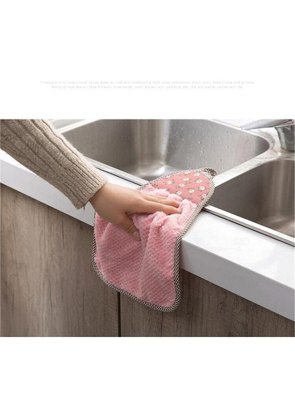 No.1 Stili El Havlusu Asılı Emici Mercan Polar Kalınlaşmış Bulaşık Havlusu Yapışmaz Yağ Kolay Temiz Mutfak Ev Temizlik Araçları (Yurt Dışından) indirimleri