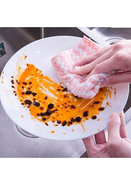Yeşil Tarzı 5 Adet Adet Mercan Polar Bulaşık Bezleri Süper Emici Ovma Pedleri Islak ve Kuru Mutfak Temizlik Havluları Mutfak Temizlik Bezleri (Yurt Dışından)
