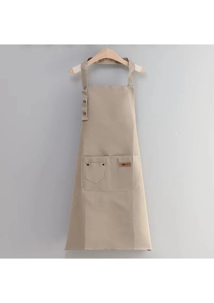 Haki Tarzı Mutfak Pişirme Önlüğü Kadın Erkek Cep Ayarlanabilir Su Geçirmez Kalınlaşmış Önlük Pişirme Bar Restoran Cafe Çalışma Elbiseleri (Yurt Dışından)