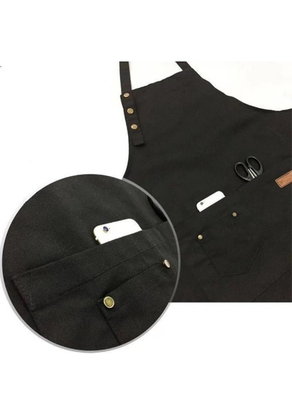 Haki Tarzı Mutfak Pişirme Önlüğü Kadın Erkek Cep Ayarlanabilir Su Geçirmez Kalınlaşmış Önlük Pişirme Bar Restoran Cafe Çalışma Elbiseleri (Yurt Dışından) modelleri
