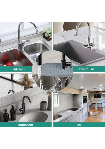 Siyah Stil Mutfak Silikon Musluk Mat Lavabo Sıçrama Pedi Drenaj Pedi Banyo Tezgahı Koruyucu Şampuan Sabunluk Hızlı Kuru Tepsi (Yurt Dışından) indirimleri