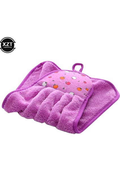 Mor Tarzı Mercan Kadife Banyo Malzemeleri Yumuşak El Havlusu Emici Kumaş Bulaşık Bezleri Asılı Kumaş Mutfak Aksesuarları 30*38 cm (Yurt Dışından)