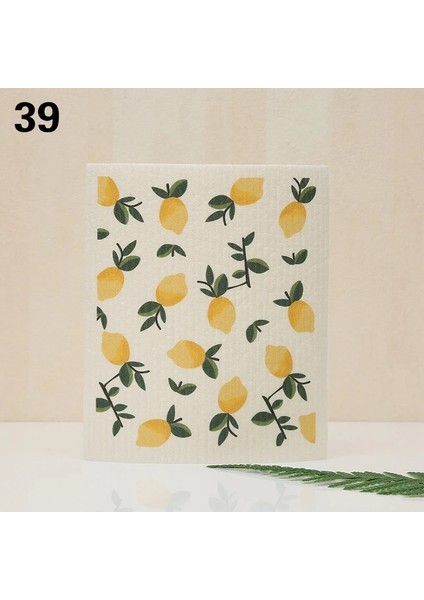 No.39 Tarzı No.1 Boyutu Karikatür Baskılı Emici Bulaşık Bezi Yeniden Kullanılabilir Temizlik Bezleri Islak Kuru Mutfak Bez Bulaşık Yıkama Ovma Coaster Pad 17*20 cm (Yurt Dışından)