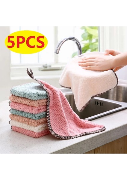 Beyaz Stil 5 Adet 5 Adet Mikrofiber Bulaşık Bezi Yapışmaz Yağ Emici Havlu Mutfak Için Çok Fonksiyonlu Ev Banyo Havlusu Mutfak Malzemeleri (Yurt Dışından) fiyatları