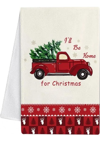 D Tarzı Bulaşık Bezi Havlu Dekoratif Dayanıklı Çabuk Kuruyan Merry Christmas Sevimli Kardan Adam Kamyon Bulaşık Bezi El Havlusu Mutfak Temizlik (Yurt Dışından)