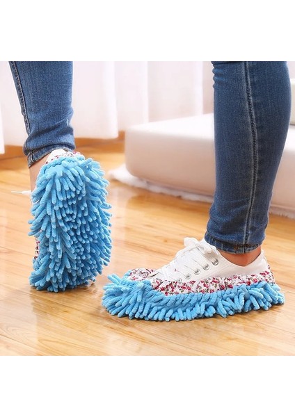 Mor Dantel Tarzı 1 Adet Zemin Toz Temizleme Terlik Ayakkabı Temizlik Bezi Tembel Paspas Ayakkabı Ev Zemin Temizleme Mikrofiber Bez Temizlik Ayakkabısı (Yurt Dışından)