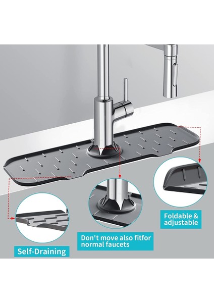Şeffaf Stil Mutfak Silikon Musluk Mat Lavabo Sıçrama Pedi Drenaj Pedi Banyo Tezgahı Koruyucu Şampuan Sabunluk Hızlı Kuru Tepsi (Yurt Dışından)