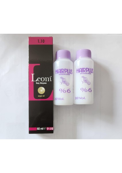 Saç Boyası 60ML Mavi Siyah 1.10+ 2ADET Oksidan 20VLM 60ML