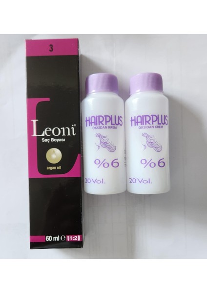 Saç Boyası 60ML Koyu Kahve 3+ 2ADET Oksidan 20VOLUM 60ML