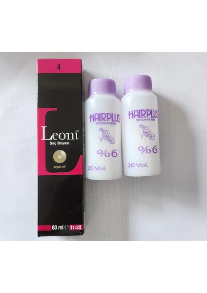 Saç Boyası 60ML Kahve 4+ 2ADET Oksidan 20 Volum 60ML