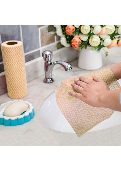Turuncu Tarzı 50 Parça 1 Rulo Silme Verimli Ölçekli Paçavra Tek Kullanımlık Mutfak Havlusu Dokuma Olmayan Mikrofiber Bezler Dalgalı Temizlik Malzemeleri Mutfak Aksesuarları (Yurt Dışından) fırsatları