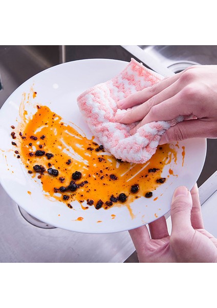 Yeşil Stil 25X25CM Mutfak Temizleme Bezi Ovma Pedi Havlu Ev Mercan Polar Bulaşık Yıkama Havlusu Yapışmaz Yağ Masa Temizlik Bezi Silin (Yurt Dışından) indirimleri