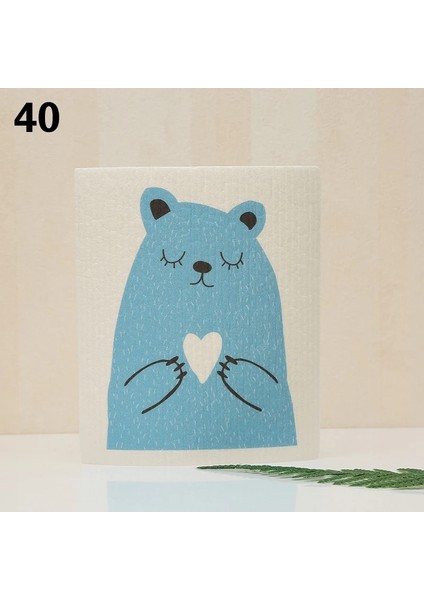 No.40 Tarzı No.1 Boyutu Karikatür Baskılı Emici Bulaşık Bezi Yeniden Kullanılabilir Temizlik Bezleri Islak Kuru Mutfak Bez Bulaşık Yıkama Ovma Coaster Pad 17*20 cm (Yurt Dışından)