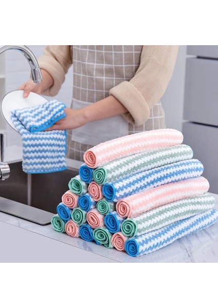 Pembe Tarzı 3 Parça Pcssüper Emici Mikrofiber Kalın Mutfak Havlusu Bulaşık Bezi Ev Paçavra Yapışmaz Yağ Masa Temizleme Mendili Bezi Scourin (Yurt Dışından) fırsatları