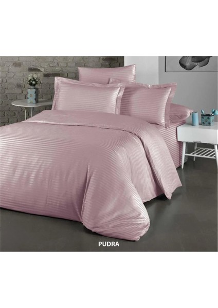 Pudra Pamuk Saten Nevresim Takımı Çift Kişilik