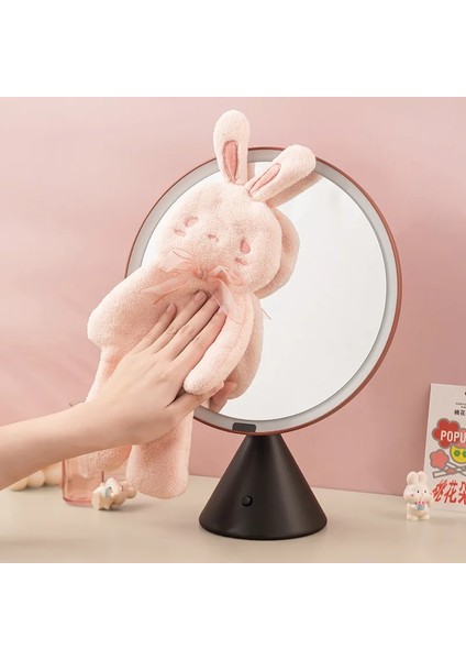 Pembe Tarzı Hızlı Kuru Yumuşak Emici El Havlusu Mutfak Banyo Sevimli Mercan Kadife Asılı Temizlik Bezi Mikrofiber Havlu (Yurt Dışından)