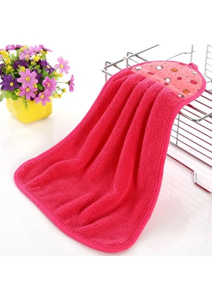 Kırmızı Stil 5 Adet Mercan Kadife Banyo Malzemeleri Yumuşak El Havlusu Emici Bez Yağ Geçirmez Temizlik Bezi Ev Temizlik Araçları 30*40 cm (Yurt Dışından)