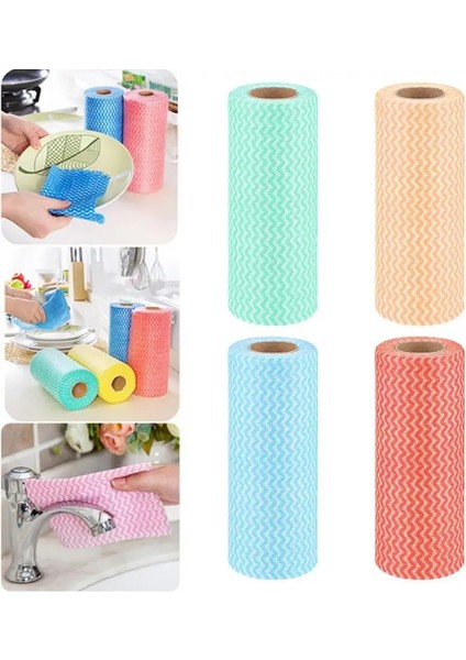 Yeşil Stil 50 Parça Droroll Tek Kullanımlık Mutfak Temizlik Bezi Dokunmamış Paçavra Silme Ovma Pedi Bulaşık Bezi Banyo Temizlik Bezi (Yurt Dışından) modelleri