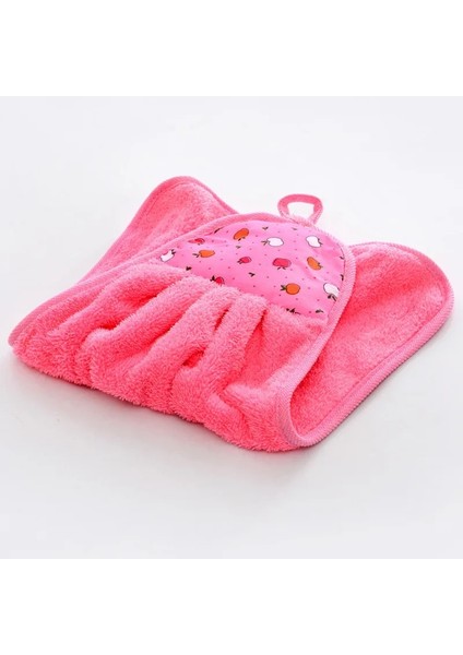 Pembe Tarzı Mercan Kadife Banyo Malzemeleri Yumuşak El Havlusu Emici Kumaş Bulaşık Bezleri Asılı Kumaş Mutfak Aksesuarları (Yurt Dışından)