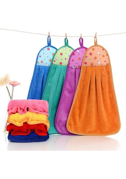 Pembe Tarzı Mercan Kadife Banyo Malzemeleri Yumuşak El Havlusu Emici Kumaş Bulaşık Bezleri Asılı Kumaş Mutfak Aksesuarları (Yurt Dışından) fiyatları