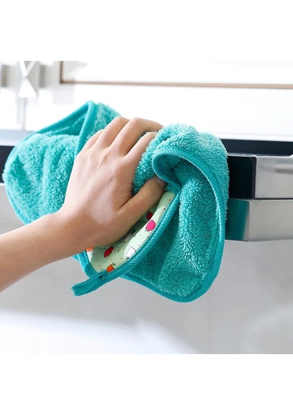 Pembe Tarzı Mercan Kadife Banyo Malzemeleri Yumuşak El Havlusu Emici Kumaş Bulaşık Bezleri Asılı Kumaş Mutfak Aksesuarları (Yurt Dışından) modelleri