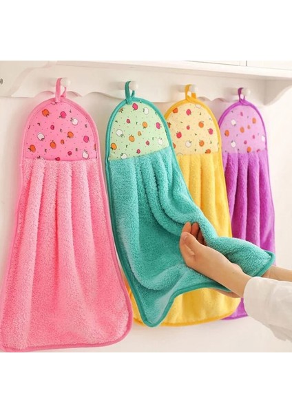 Pembe Tarzı Mercan Kadife Banyo Malzemeleri Yumuşak El Havlusu Emici Kumaş Bulaşık Bezleri Asılı Kumaş Mutfak Aksesuarları (Yurt Dışından) fırsatları
