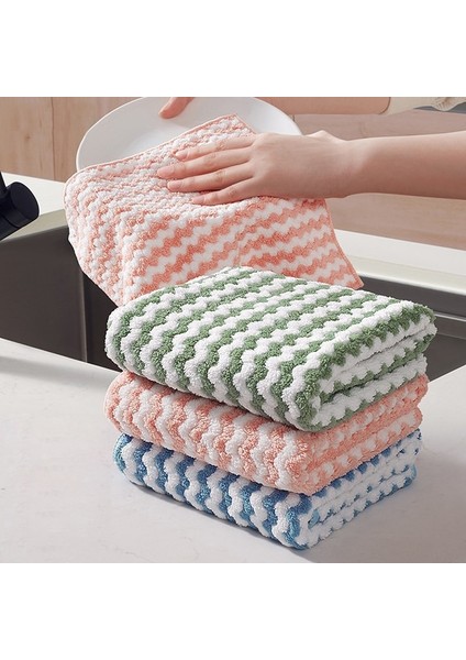 Rastgele Stil 1 Bilgisayar Süper Emici Mikrofiber Kalın Mutfak Havlusu Bulaşık Bezi Ev Paçavra Yapışmaz Yağ Masa Temizleme Mendili Bez Ovma Pedi (Yurt Dışından)