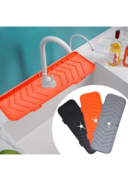 Turuncu Tarzı Mutfak Silikon Musluk Mat Lavabo Sıçrama Koruma Musluk Drenaj Mat Kurutma Pedi Mutfak Banyo Tezgahı Koruma Mat 3 Renk (Yurt Dışından) fiyatları