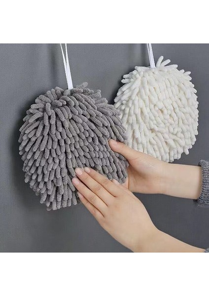 A-Beyaz Tarzı Şönil Ev Mutfak Hentbol El Havlusu Banyo Topu Asılı Döngüler ile Hızlı Kuru Yumuşak Emici Mikrofiber Havlu (Yurt Dışından)