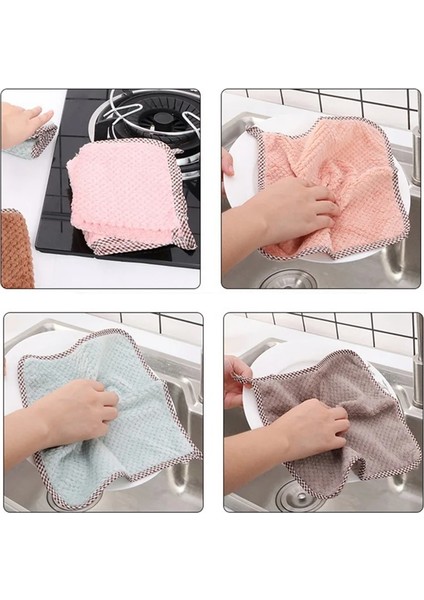 Pembe Tarzı 1 Adet Süper Emici Temizlik Bulaşık Bezi Bez Mikrofiber Bulaşık Bezi Asılabilir Mercan Polar Silme Havlusu Mutfak Temizleme Aracı (Yurt Dışından)