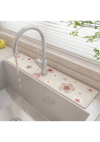 E Tarzı Lavabo Musluğu Tahliye Pedi Polyester Kauçuk Lavabo Sıçrama Yakalayıcı Sıçramaya Dayanıklı Güçlü Su Emme Banyo Mutfak Aletleri (Yurt Dışından)