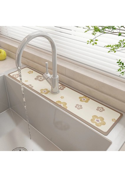 D Tarzı Lavabo Musluğu Tahliye Pedi Polyester Kauçuk Lavabo Sıçrama Yakalayıcı Sıçramaya Dayanıklı Güçlü Su Emme Banyo Mutfak Aletleri (Yurt Dışından)