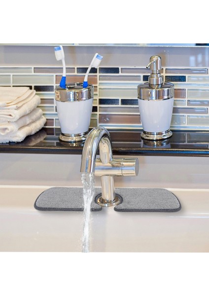 Gri Tarzı Musluk Splashcatcher Mutfak Banyo Emici Mat Lavabo Splash Guard Mikrofiber Tezgah Koruyucu Mutfak Banyo Için (Yurt Dışından)