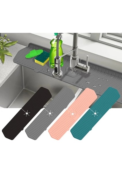 Gri-L Tarzı Silikon Musluk Mat Mutfak Lavabo Koruma Drenaj Pedi Banyo Musluk Sıçrama Su Tutucu Mat Lavabo Tezgah Koruyucu (Yurt Dışından) indirimleri