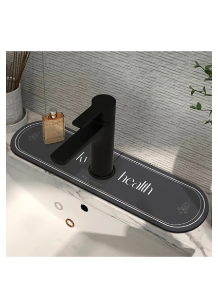 Siyah Stil 38X14CM Mutfak Musluk Mat Süper Emici Diatom Çamur Emici Mat Lavabo Splash Guard Musluk Sıçrama Yakalayıcı Mutfak Gadget (Yurt Dışından)