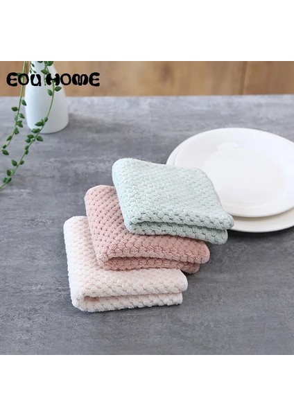 Yeşil Stil 1pce 4 Adet Mutfak Mercan Polar Temizlik Bezleri Kalınlaşmak Çift Bulaşık Havlusu Mercan Kadife Süper Emici Tüy Bırakmayan Bez Bulaşık Bezleri (Yurt Dışından) fiyatları