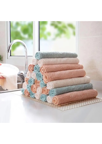 Yeşil Stil 1pce 4 Adet Mutfak Mercan Polar Temizlik Bezleri Kalınlaşmak Çift Bulaşık Havlusu Mercan Kadife Süper Emici Tüy Bırakmayan Bez Bulaşık Bezleri (Yurt Dışından) fırsatları