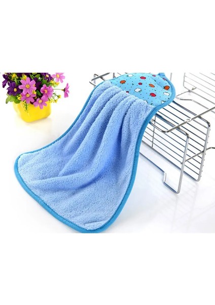 Mavi Stil 10 Parça Mercan Kadife Banyo Malzemeleri Yumuşak El Havlusu Emici Bez Yağ Geçirmez Temizlik Bezi Ev Temizlik Araçları 30*40 cm (Yurt Dışından)