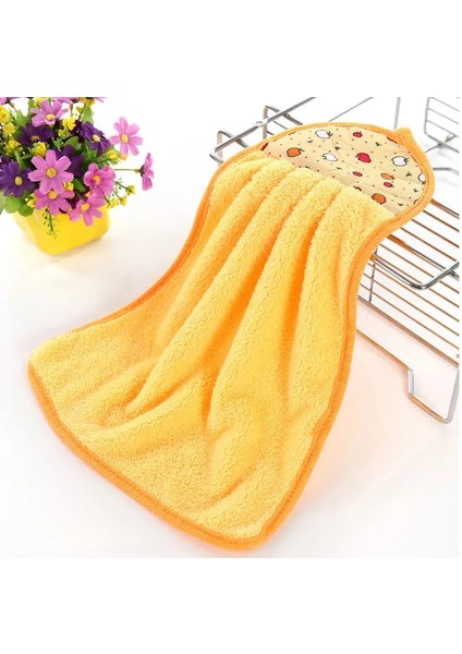 Sarı Tarzı 7 Adet Mercan Kadife Banyo Malzemeleri Yumuşak El Havlusu Emici Bez Yağ Geçirmez Temizlik Bezi Ev Temizlik Araçları 30*40 cm (Yurt Dışından)
