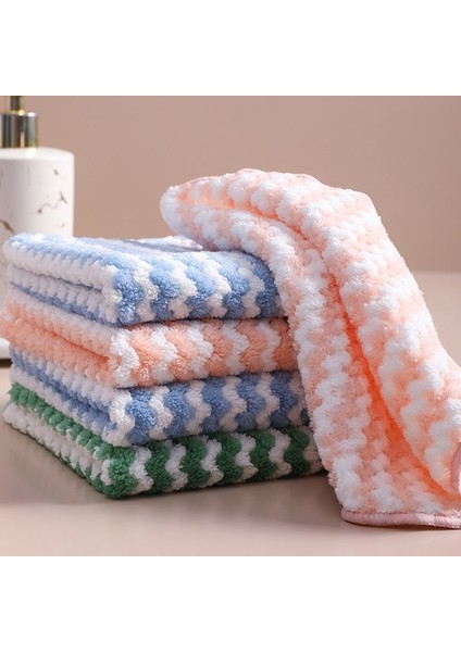 Rastgele Stil 5 Adet Süper Emici Mikrofiber Kalın Mutfak Havlusu Bulaşık Bezi Ev Paçavra Yapışmaz Yağ Masa Temizleme Mendili Bez Ovma Pedi (Yurt Dışından)