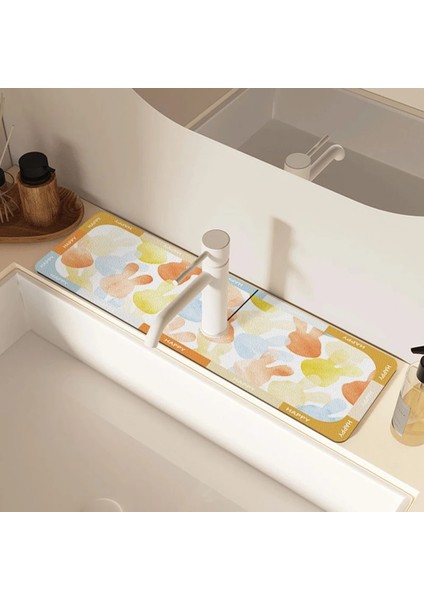 Turuncu Tarzı Lavabo Musluğu Tahliye Pedi Polyester Kauçuk Lavabo Sıçrama Yakalayıcı Sıçramaya Dayanıklı Güçlü Su Emme Banyo Mutfak Aletleri (Yurt Dışından)