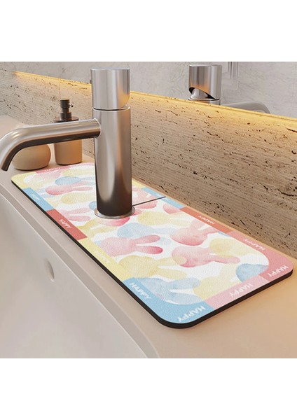 Turuncu Tarzı Lavabo Musluğu Tahliye Pedi Polyester Kauçuk Lavabo Sıçrama Yakalayıcı Sıçramaya Dayanıklı Güçlü Su Emme Banyo Mutfak Aletleri (Yurt Dışından)