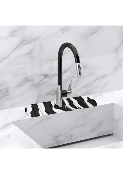 Siyah Stil Musluk Sıçrama Koruması Mutfak Silikon Siyah ve Beyaz Damlama Tutucu Tepsi Anti Kayma Pedi Arkasında Musluk Tezgah Korumak Kurutma Mat (Yurt Dışından) indirimleri