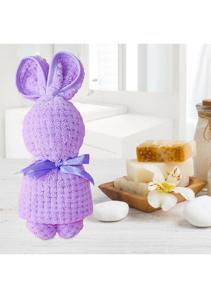 Mor Tarzı Sevimli Tavşan Tavşan Peluş Havlu Yatıştırıcı Bebek Havlusu Yatıştırmak Oyuncaklar Sevimli Bebekler Banyo Yumuşak Güvenlik Battaniye Bebek Peluş Banyo Havlusu (Yurt Dışından)