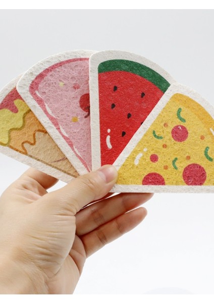 4 Adet Tarzı 4 Adet Karikatür Baskılı Sıkıştırılmış Odun Hamuru Pamuklu Mutfak Temizleme Bulaşık Süngeri Suyu Emer ve Büyür ve (Yurt Dışından)