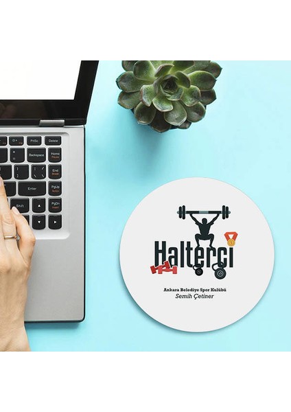 En Başarılı Haltercilere Isme Özel Yuvarlak Mousepad