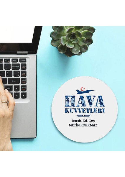 Kişiye Özel Hava Kuvvetleri Temalı Yuvarlak Mousepad