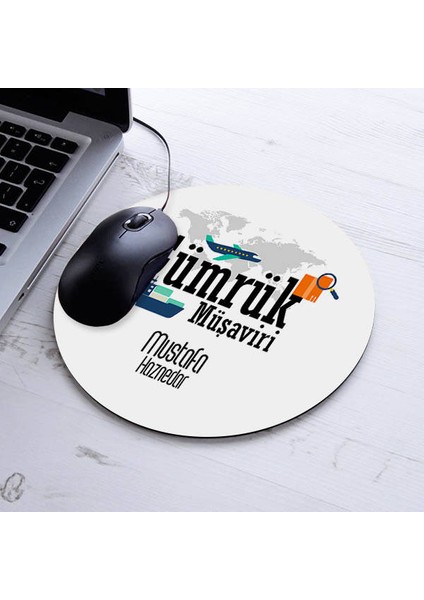 Kişiye Özel Gümrük Müşaviri Temalı Yuvarlak Mousepad